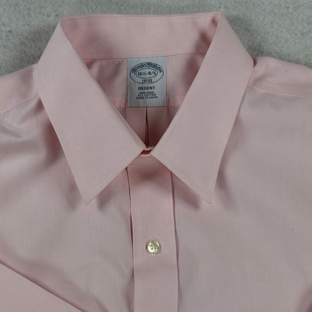 Brooks Brothers 1818 Regent Dress Shirt Mens 16.5 34/35 Pink Non-Iron Cotton